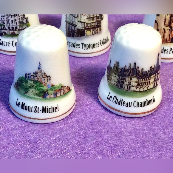 Thimbles 17 Porcelain French Paris Sites Landmarks Vintage Collectable Sewing - Picture 6 of 11
